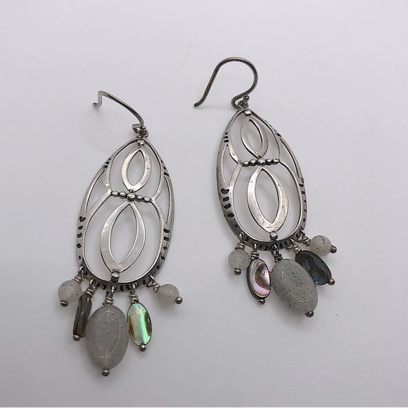 Silpada Sterling Infinity Feldspar & Abalone Chandelier Earrings W2139 / 2.5” - Picture 1 of 5